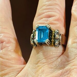 LAGOS  Blue Topaz and Silver & Gold Ring